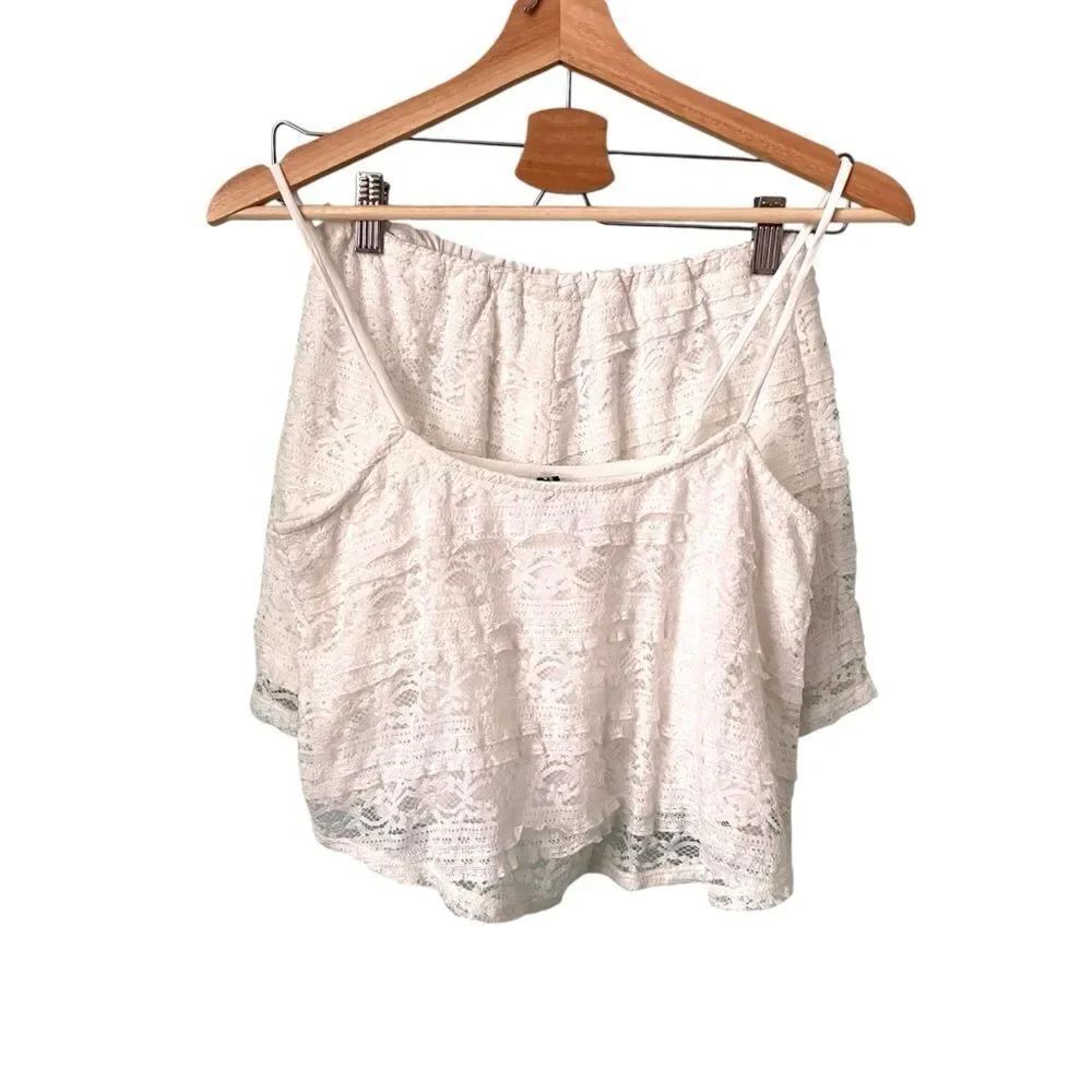 H&M White Lace Top and Shorts in Size Medium